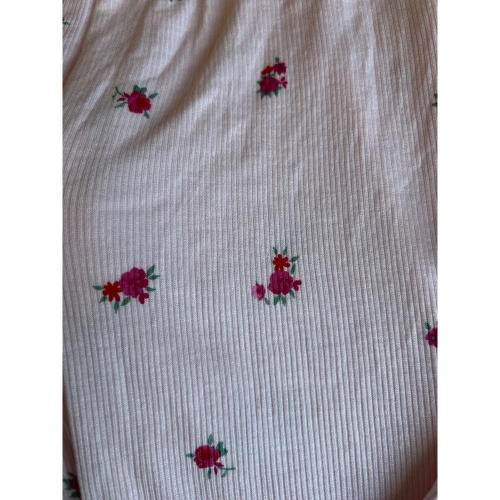Wild Fable Womens Pink Floral Ribbed Pajama Pants Wide Leg Sleepwear Small New